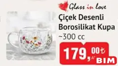 GLASS İN LOVE ÇİÇEK DESENLİ BOROSİLİKAT KUPA 300 CC